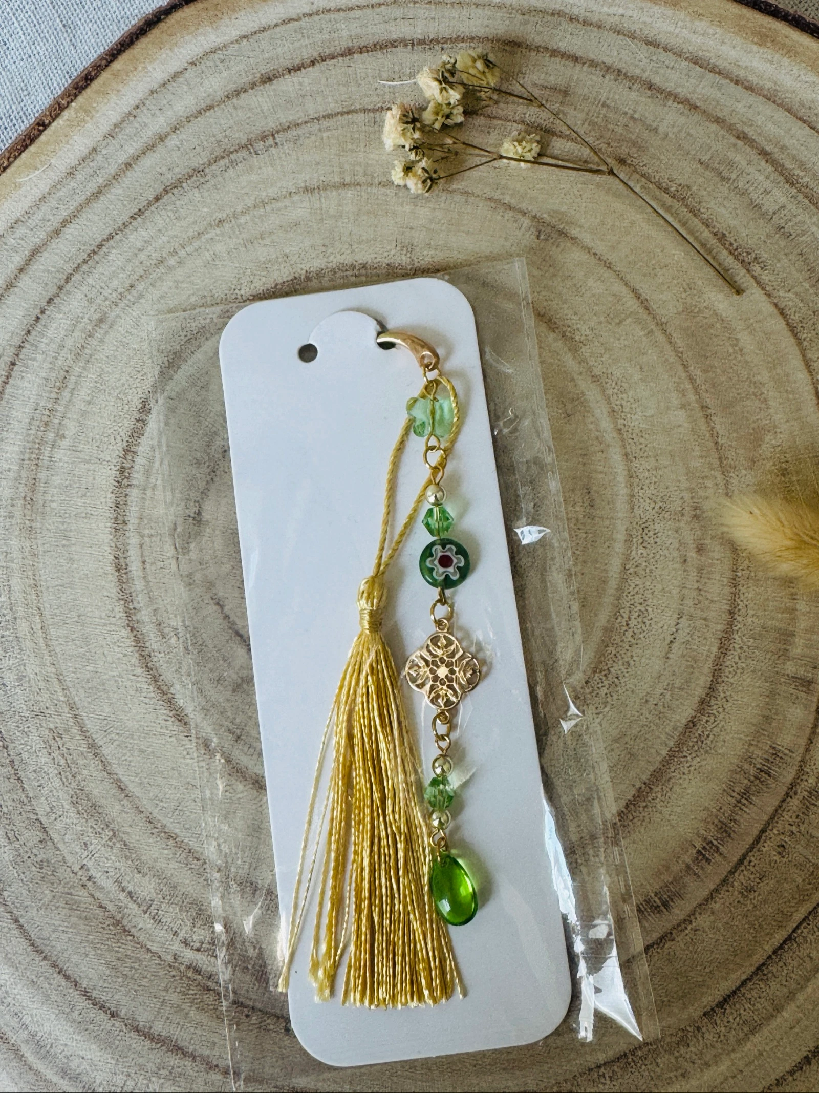 Handgemaakte bladwijzer – Groen & Goud – photo 5